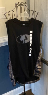 New Mossy Oak logo Camouflage sleeveless shirt & stretch short set size 18 Black - Image 1 of 4