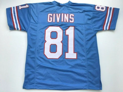UNSIGNED CUSTOM Sewn Stitched Ernest Givins Blue Jersey  M, L, XL, 2XL Cover
