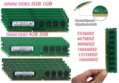 Lot Samsung 2GB 4GB DDR2 667 800 DDR3 1066 1333 1600Mhz Desktop Memory RAM DIMM - Image 1 of 4