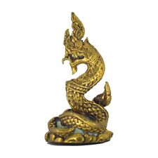 Phaya Naga Thai Amulet Brass Gold Statue Magic Wealth Protect Lucky Charm