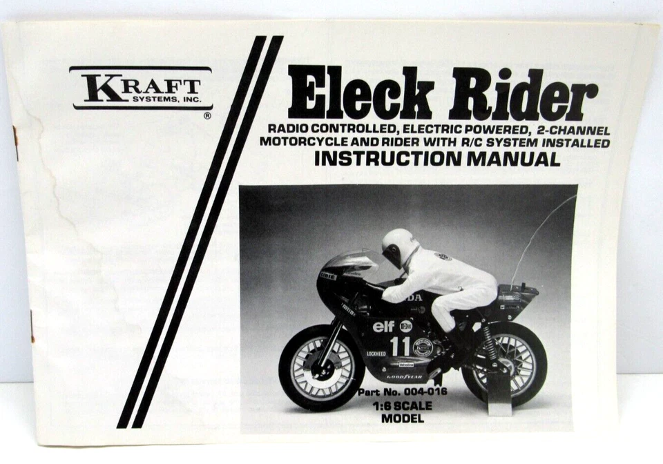 Vintage  Rc / Kraft /  Eleck Rider 1/6 Motorcycle Instruction Manual -Q - Image 1 of 4