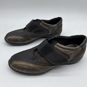 Ecco Shoes Womens 38 Casual Comfort Mary Jane Flats Brown Leather Hook And Loop - Picture 1 of 7