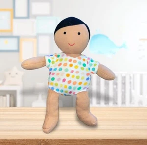 Organic Cotton Lovevery Babydoll Plush Black Hair Tan Skin Tone 8” Montessori - Picture 1 of 2