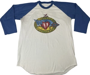Camicia vintage anni 80 The Bellamy Brothers Raglan band musica country taglia XL 22" ptp - Foto 1 di 6