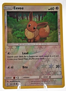 Eevee 166/236 LP/NM Reverse Holo Cosmic Eclipse Pokemon Card cute curious forest - Picture 1 of 2