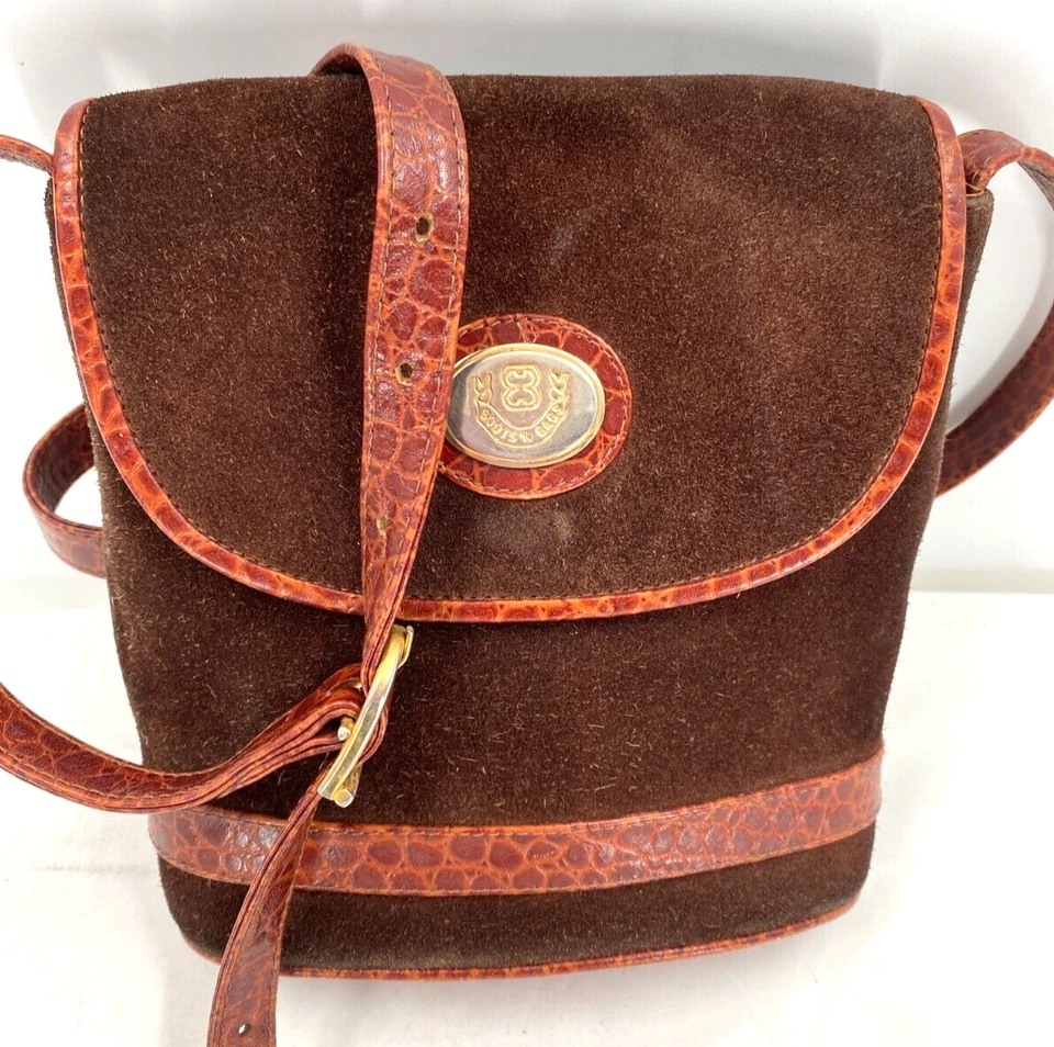 Boots 'N Bags Brown Suede Leather Bucket Bag CrossBody Shoulder Purse Handbag - Imagem 1 de 4