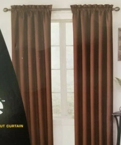 2 Eclipse Carissa Espresso Thermaback Drapery Panels (1 Pair) 84" x 84" NIP - Picture 1 of 11
