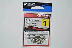 owner bass drop shot wacky hook camo green 5172p-106 size 1 9 per pack - Picture 1 of 2
