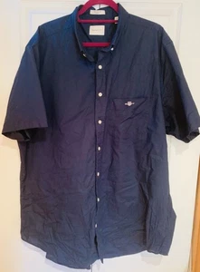 Worn ONCE trendy Gant 3XL "Regular Fit Poplin " dark blue short sleeved shirt - Picture 1 of 13