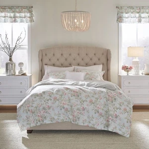 Home - Queen Duvet Cover Set, Reversible Cotton Bedding with Matching Shams, ... - Picture 1 of 9