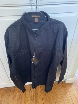 Harriton Men's 4xl Black Button Down Dress Long Sleeve Shirt - Image 1 of 4