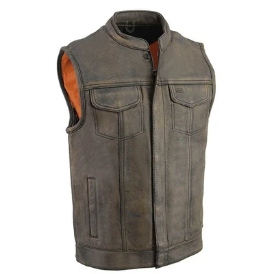 Chaleco de motocicleta Milwaukee Leather MLM3513 de cuero premium estilo club para hombre con... Foto 1 de 4