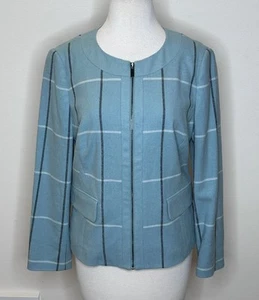 Carlisle Women's Blue Checkered Jacket Size 10 Zip Front - Picture 1 of 11