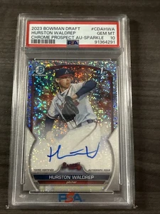 2023 Bowman Draft Auto Sparkle PSA 10 Hurston Waldrep Low Pop - Picture 1 of 6