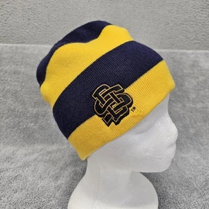 SDSU South Dakota State University Beanie Hat OSFM Striped Blue Gold Skull Cap - Picture 1 of 16