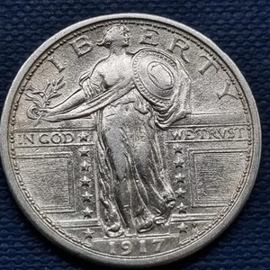 1917 Standing Liberty Quarter 25c High Grade Type 1 UNC Uncirculated #93664 - Picture 1 of 2