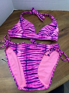 Victoria’s Secret Women’s Pink, Purple, Navy Bikini medium Triangle Top Tie - Bild 1 von 10