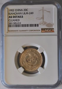 1902 China KIANGNAN Silber 20 Cents L&M-249 NGC AU 原汁原味壬寅年江南光绪龙1,44银币 - Bild 1 von 4