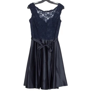 NWT Morilee Madeline Gardner Dress Dark Academia Whimsigoth Lace Satin Navy 14 - Picture 1 of 8