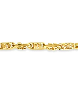 18k Solid Yellow Gold Handmade 6mm Anchor Mariner Link Bracelet, 8" - Picture 1 of 3