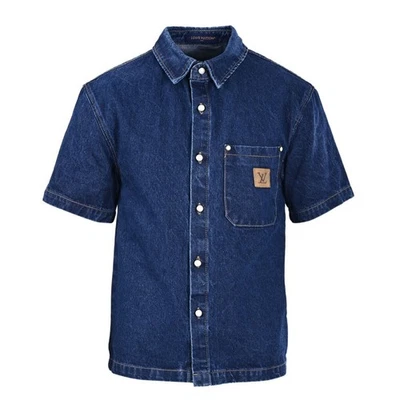 Camisa jeans azul manga curta Louis Vuitton tamanho: 48 - Imagem 1 de 4