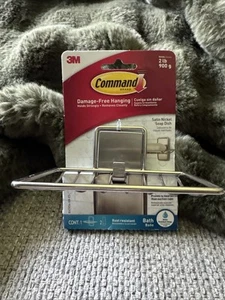 3M Command Bath Soap Dish Holder Adhesive Holds 2lb Satin Nickel 1 Dish 2 Strips - Picture 1 of 7