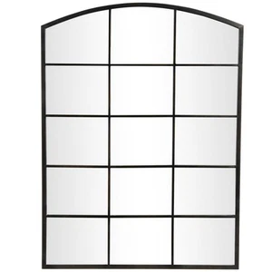 Metal Room Wall Mirror Arched Window Pane Inspired Entryway Mirror with Black... - Picture 1 of 7