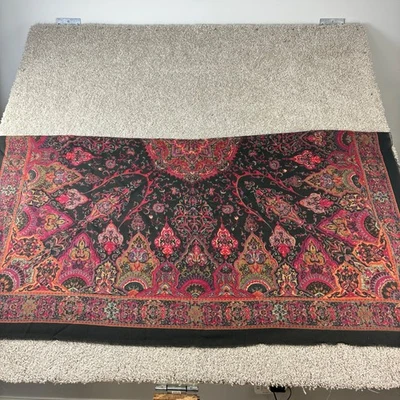 Glentex Paisley Shawl Wrap Scarf Bohemian Tapestry Floral Red Black Large - Image 1 of 4