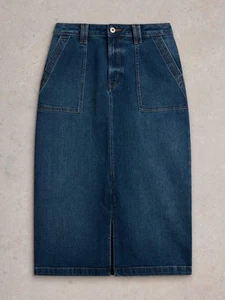 White Stuff Women's Maren Denim Midi Skirt Zip Fastening Casual Ladies Outfit - Picture 1 of 1