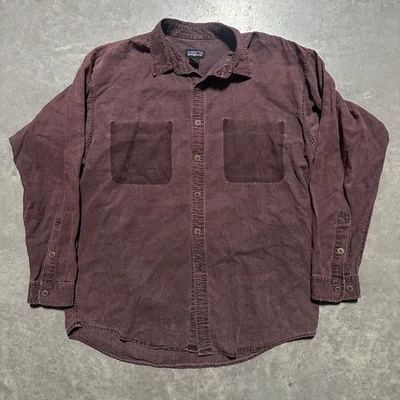 De colección Años 90 Patagonia Desteñido Púrpura Cáñamo Algodón Manga Larga Abotonada Talla Grande Foto 1 de 4