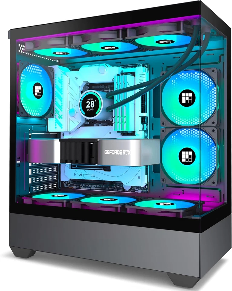 ATX Mid Tower Gaming PC Case 6 ARGB Fans Tempered Glass Panels 360MM Cooler  - Image 1 of 4
