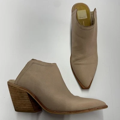 Dolce Vita Shoes Womens Size 10 Beige Leather Pointed Toe Block Heel Mules - Image 1 of 4