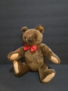 RARE GENUINE STEIFF 5 JOINTED TEDDY BEAR W/ EAR TAG & BOWTIE RIBBON - Picture 1 of 9