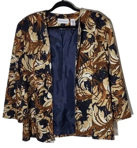 Blazer ALFRED DUNNER Marrón 18 Traje Abierto Chaqueta de Cena Forrada Manga 3/4 Para Mujer - Imagen 1 de 5