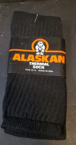 Calcetín térmico vintage de Alaska negro gris se adapta a 10-13 hecho en EE. UU. DIFÍCIL DE ENCONTRAR - Imagen 1 de 5