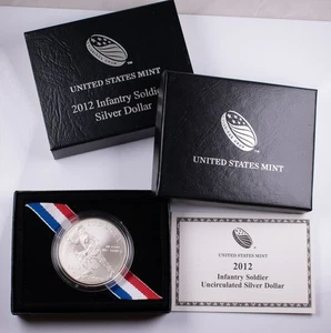 2012-W U.S. Mint Infantry Soldier UNC Silver Dollar $1 OGP/COA - Picture 1 of 5