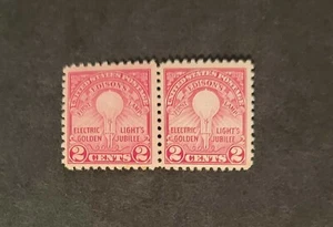 Par de estampillas de primera lámpara de Edison Scott #655 - Estampillada sin montar o nunca montada - Imagen 1 de 4