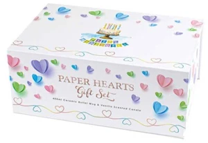GIFT SET CERAMIC MUG AND CANDLE PAPER HEARTS - Picture 1 of 36