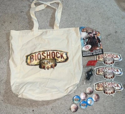 Bioshock Infinite Limited Edition Promotional Tote Bag Pins Sticker Vigor Bottle - Image 1 of 4