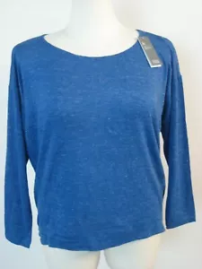 Top con zeppa Eileen Fisher in lino biologico cielo profondo collo alto più 2X nuovo con etichette $198 - Foto 1 di 6