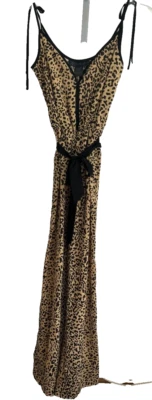 Mono Kardashian Colección Estampado Leopardo Pierna Ancha Cinturón XS Negro Tostado Foto 1 de 4