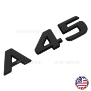 A45 AMG Sport Letter Emblem 3D Trunk Logo Nameplate Badge Decorate Gloss Black - Picture 1 of 5