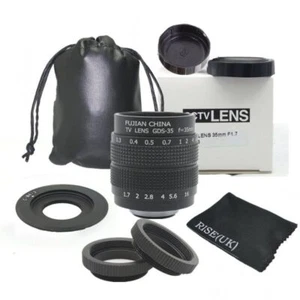 Fujian 35mm f/1.7 CCTV Lens for m43 ep2 gf1 gh1+C mount to Micro m4/3+2Marco Rin - Picture 1 of 10