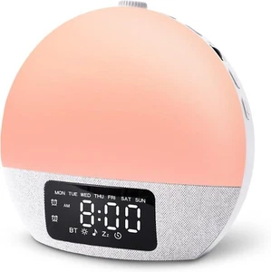 Sunrise Alarm Clock with Noise machine, 25 Sounds, 17 Night Lights, Bluetooth - Picture 1 of 6