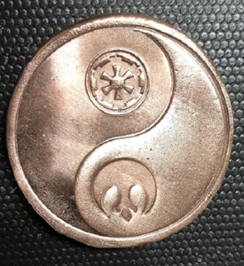 5+ oz Hand Poured & Stamped Star Wars Yin Yang Puck - .999 Copper Bullion Art - Picture 1 of 2