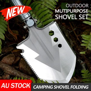 Camping Shovel Folding Outdoor Survival Tools Multifunction Hiking Military - Picture 1 of 15