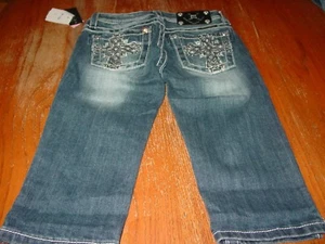 Girls Size 10 Miss Me Embellished Skimmer Bermuda Capri Jeans NWT - Picture 1 of 2