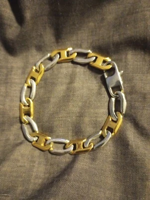 Pulseira masculina de aço inoxidável 2 tons INOX - Imagem 1 de 4