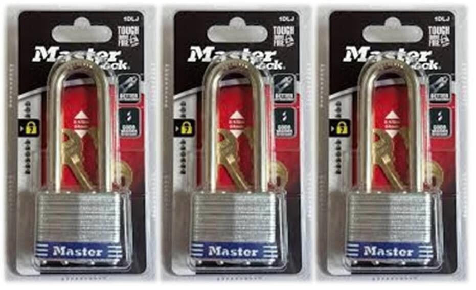 Padlock 2-1/2" Laminated Steel Shackle x 1-3/4'' Body Master Lock 1DLJ (3-PACK) - Image 1 of 3