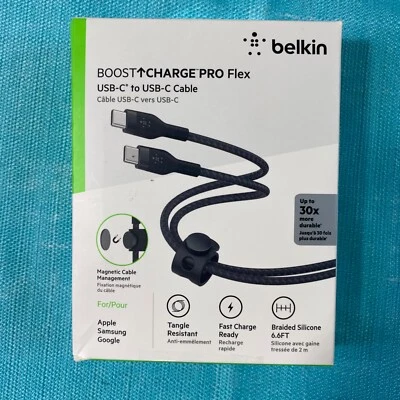 Belkin BoostCharge Pro Flex USB-C Cable W/USB-C Connector Cable + Str 6FT - Image 1 of 4